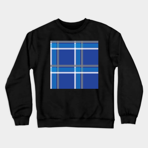 CLARK PLAID PILLOWS BLUE, GRAY, WHITE, PATTERN DESIGN FOR PILLOWS, THROWS, BLANKETS, DUVET COVER Crewneck Sweatshirt by KathyNoNoise